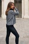 Siyah Chanel Kumaş Düğmeli Cepli Crop Ceket Gömlek BCBSK-25700-3540