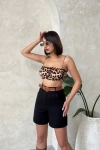 Siyah Gabardin Kemerli Şort BCHN-2525735