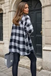 Siyah Gri Oversize Yumuşak Dokulu Kaşe Cepli Gömlek BCBSK-25700-3539