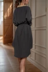 Siyah Hasır Detaylı Kuşaklı Salaş Kimono BCBSK-25700-3160