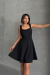 Siyah Kare Yaka Kolsuz Scatter Elbise BCHN-25251188