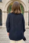 Siyah Kaşe Oversize Çift Cep Ceket Gömlek BCBSK-25700-3275