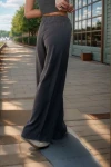 Siyah Keten Beli Lastikli Salaş Pantolon BCBSK-25700-2933