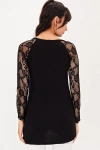 Siyah Kolları Dantelli Kayık Yaka Bluz BCBSK-25700-T4006-1840