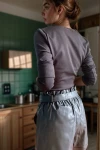 Siyah Kruvaze Kaşkorse Likralı Crop Bluz BCBSK-25700-3324
