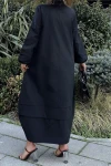 Siyah Oversize Kolu Lastikli Uzun Elbise BCBSK-25700-3517