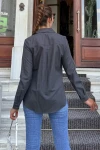 Siyah Oversize Uzun Kollu Gömlek BCBSK-25700-3536