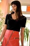 Siyah V Yaka Dantel Detaylı Bluz BCBSK-25700-T4008-1700