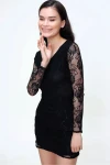 Siyah V Yaka Dantel Detaylı Elbise BCBSK-25700-T4007-1370