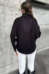 Siyah Yumuşak Dokulu Oversize Asimetrik Bluz BCBSK-25700-3672