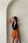 Taba Fermuarlı Önü Dökümlü Şort Etek BCHN-2525683