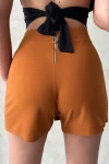 Taba Fermuarlı Önü Dökümlü Şort Etek BCHN-2525683