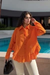 Turuncu Eteği Fırfırlı Vual Salaş Gömlek BCBSK-25700-3570
