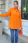 Turuncu Oversize Uzun Kollu Gömlek BCBSK-25700-3527