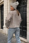 Vizon Chanel Kumaş Düğmeli Cepli Crop Ceket Gömlek BCBSK-25700-3540