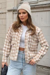 Vizon Chanel Kumaş Düğmeli Cepli Crop Ceket Gömlek BCBSK-25700-3540