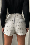 Beyaz 2 Düğmeli Tüvit Kumaş Şort Etek BCHN-2526414