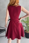 Bordo Kolsuz Beli Kemer Detaylı Elbise BCDF-252202