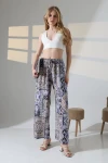 Lila Etnik Desenli Viscon Yazlık Dokuma Pantolon BCBT-251009