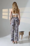 Lila Etnik Desenli Viscon Yazlık Dokuma Pantolon BCBT-251009