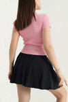 Siyah-Ekru-Pembe 3 Lü Paket Bebe Overloklu Crop Bluz BCOR-252003