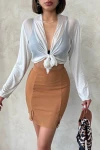 Taba Çift Yırtmaçlı Etek BCHN-2525910