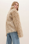 Bej Dik Yaka İçi Astarlı Peluş Suni Kürk Ceket BCHESQ-251090