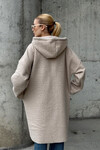 Bej Kapüşonlu Çift Cepli Oversize Buklet Ceket Kaban BCVL-25V606