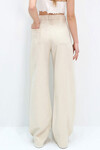 Bej Yüksek Bel Beş Cepli Wide Leg Yazlık Gabardin Pantolon BCHNW-251182