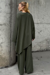 Haki Rahat Kalıp Asimetrik Bluz Ve Pantolon Modal Kumaş Alt Üst Takım BCVL-25V231