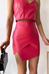 Pembe Asimetrik Kesim Suni Deri Etek BCHN-25260106