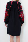 Siyah Balon Kol Nakışlı Yazlık Midi Boy Elbise BCHESQ-251083