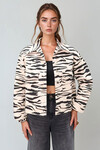Siyah-Krem Zebra Desenli Crop Jean Ceket BCHESQ-251027