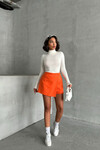 Turuncu 2 Düğmeli Kaşe Kumaş Şort Etek BCHN-2526414