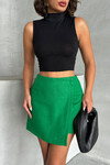 Yeşil 2 Düğmeli Kaşe Kumaş Şort Etek BCHN-2526414