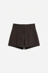 Acı Kahve Geniş Kemerli Dokuma Mini Şort