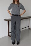 Antrasit Kemerli Çift Cepli Palazzo Pantolon
