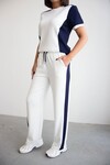 Beyaz Blok Detaylı Yumuşak Dokulu Modal Kumaş Alt Üst Takım