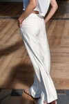 Beyaz Keten Beli Lastikli Salaş Pantolon