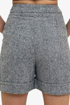 Gri Duble Paça Çift Cepli Kışlık Kaşe Şort BCHNV-251220