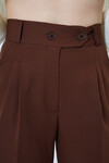 Kahverengi Beli Lastikli Düğme Kapamalı Çift Cepli Pantolon BCHAV-251229