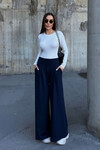 Lacivert Cepli İspanyol Paça Ultra Soft Kumaş Pantolon  BCDF-25P0001