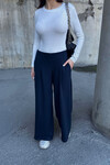 Lacivert Cepli İspanyol Paça Ultra Soft Kumaş Pantolon  BCDF-25P0001