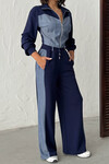 Lacivert Kot Kumaş Garnili Yumuşak Dokulu Pantolon Ceket Takım BCHN-25261021