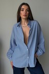 Mavi Çizgili Oversize Gömlek