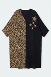 Leopar Nakış İşlemeli Maxi Boy Dokuma Viscon Elbise