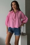 Pembe Kısa Kol Müslin Kumaş Premium Gömlek