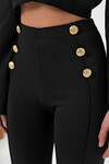 Siyah Altın Rengi Düğmeli Önü Çımalı Tayt BCHYL-251219