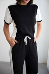 Siyah Blok Detaylı Yumuşak Dokulu Modal Kumaş Alt Üst Takım