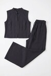 Siyah Hakim Yaka Bluz Ve Beli Lastikli Dokuma Pantolon Alt Üst Takım